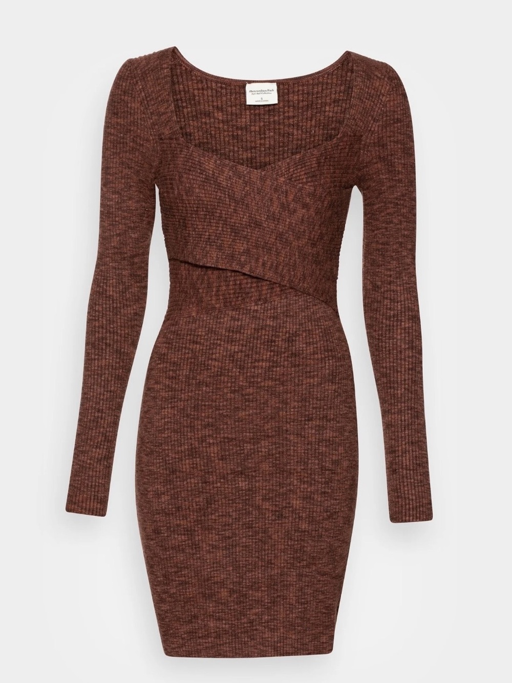 Abercrombie & Fitch Long Sleeve Ribbed Knit Cross Front Mini Dress